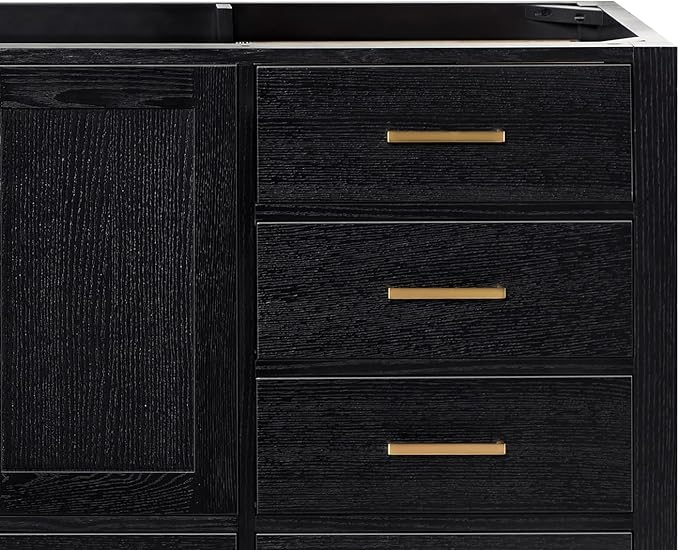 ARIEL Cambridge 66-inch Bathroom Vanity Base Cabinet,Solid Wood, 2 Soft Closing Doors, 9 Dovetail Drawers, Black Oak