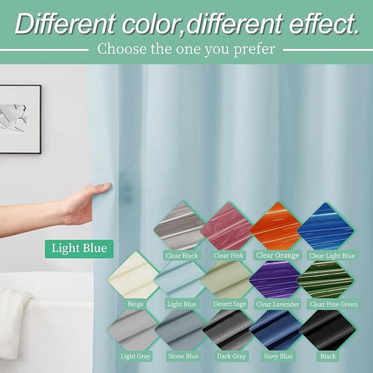 Light Blue Shower Curtain Liner with 3 Magnets, 72x72 | 12 Rustproof Grommets,Premium Flexible Sturdy Plastic Shower Curtain for Bathroom Lightweight & Waterproof,72W x 72H