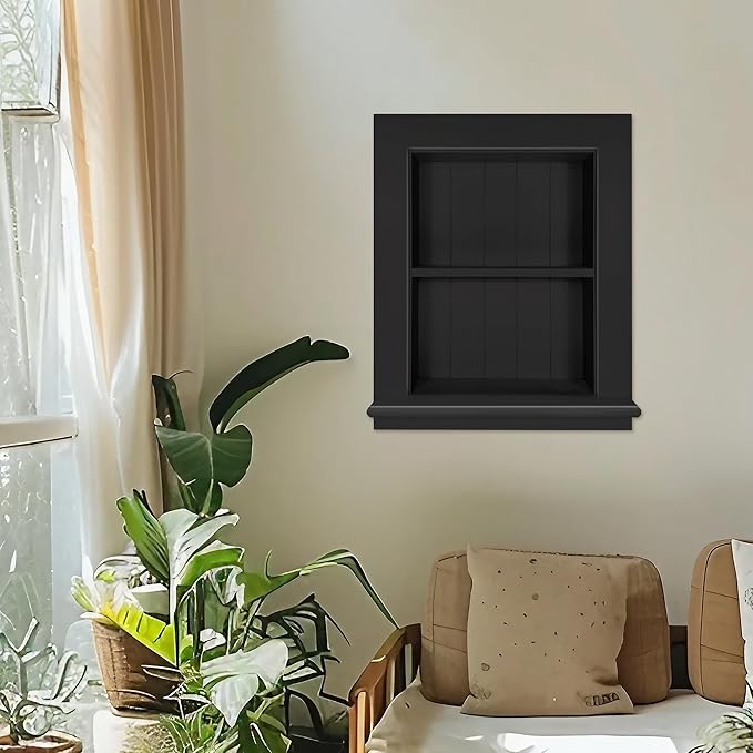 Royxen Recessed Medicine Cabinet 13.8 x 17.8 Inch, Medicine Cabinets, Large Medicine Cabinet, 2-Tier Bathroom Cabinets Wall Mount for Home Storage, Black