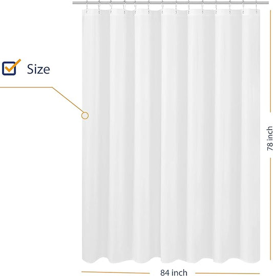 N&Y HOME Large Fabric Shower Curtain Liner 84 x 78 inches, Hotel Quality, Washable, Water Repellent, White Bathroom Curtains with Grommets, 84x78