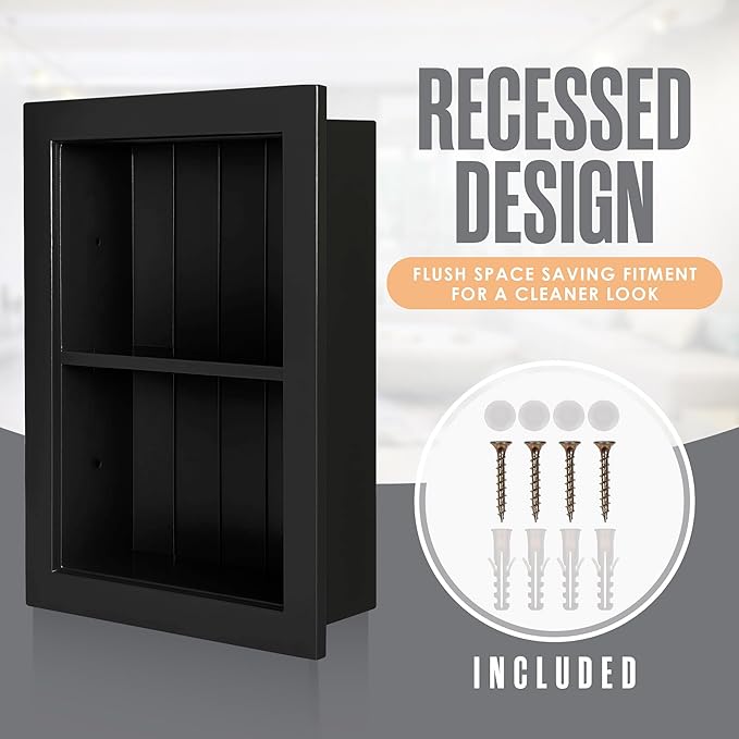 Houseables Recessed Medicine Cabinet, Recessed Wall Niche, in Wall Medicine Cabinet, Bathroom Niche, Insert for Drywall, Between Studs Shelf Replacement, Without Mirror, No Mirror, 14x18 ID, 16x20 OD