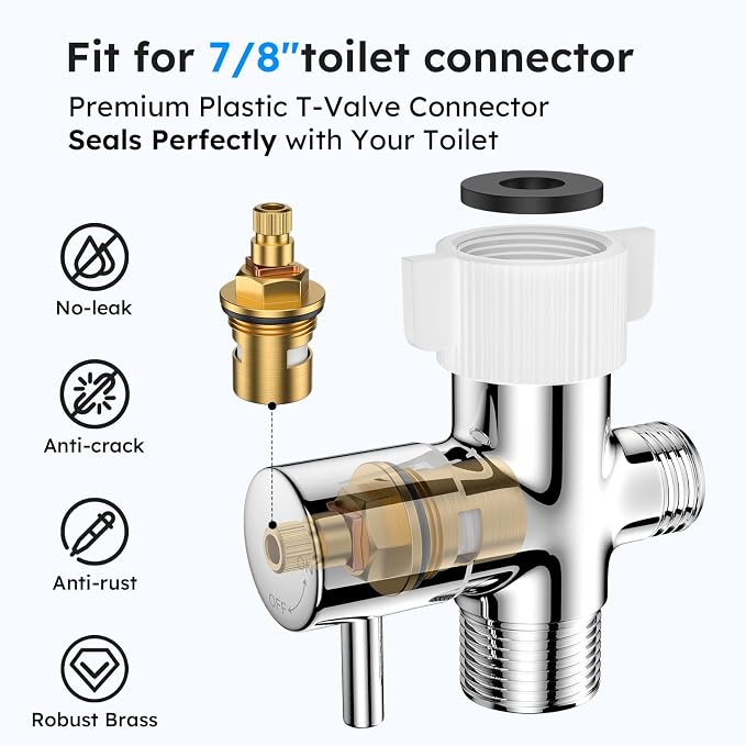Arofa Handheld Bidet Sprayer, Bidet Attachment for Toilet, Brushed Nickel | Adjustabel Water Flow, Leak-Free Hose, 7/8" T-valve, Fits Two-Piece Toilet, Feminine/Baby Wash, Easy Install, Stainless Steel