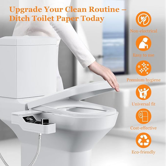 Bidet Attachment for Toilet - A Non-Electric Self Cleaning Water Sprayer with Adjustable Water Pressure, Ultra-Slim Bidet Attachment, Rear and Feminine Wash, Angle Control & Easy Home Installation