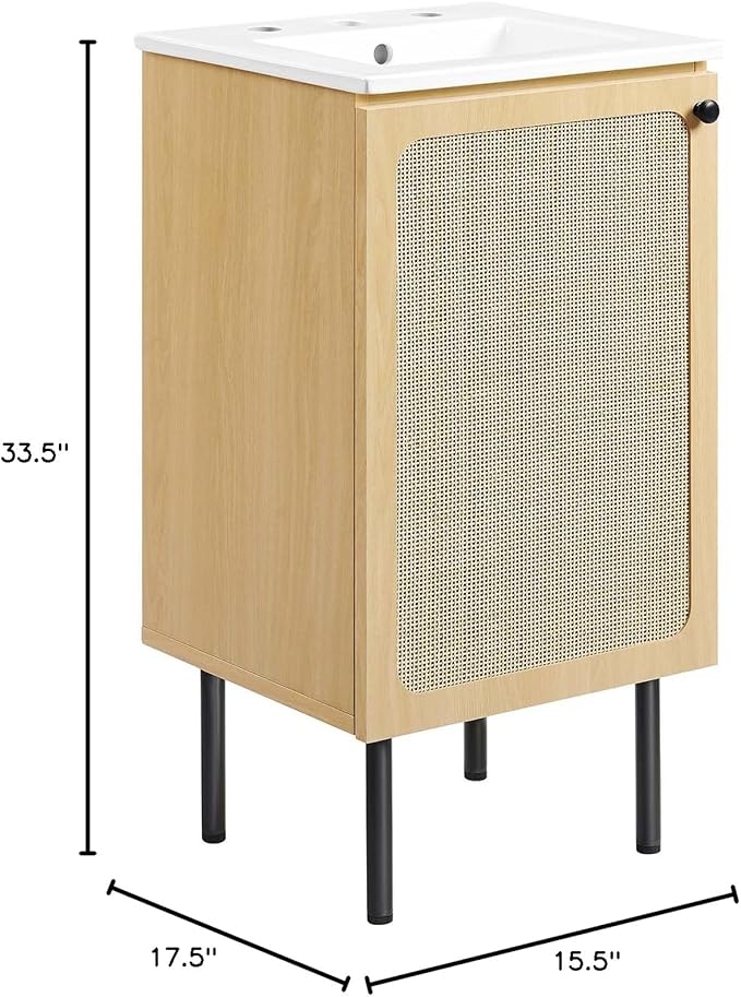 Modway EEI-6691-OAK-WHI Chaucer 18" Bathroom Vanity, Oak White