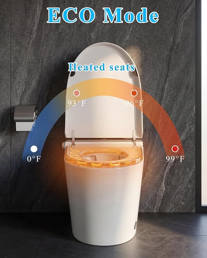 TOTTE Premium Smart Toilet with Bidet Built-in, 1000g MaP Flush Score, Foam Shield, ADA Comfort Height Heated Seat, Automatic Lid, Warm Air Dryer & Instant Warm Water, Tankless Toilet