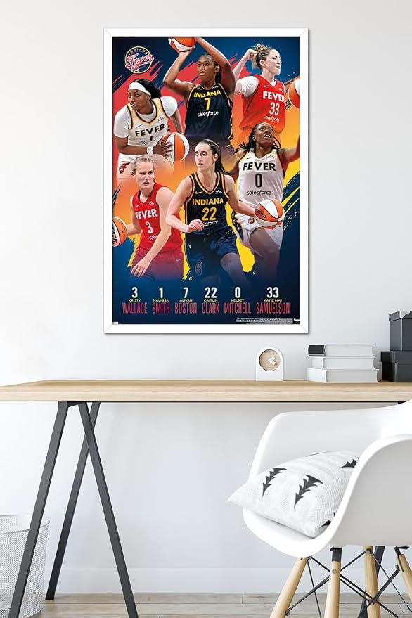 Trends International WNBA Indiana Fever -Team 24 Wall Poster, 34L x 22.4W, White Framed Version