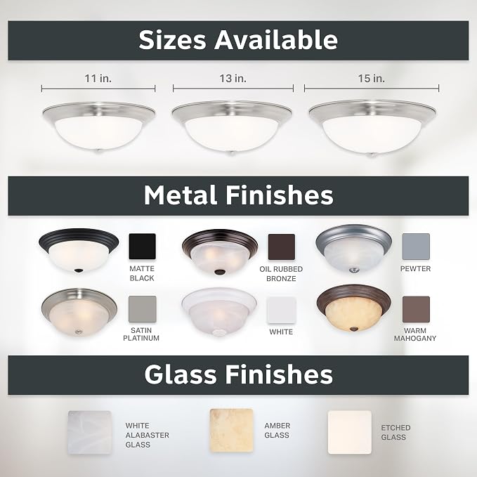 DESIGNERS FOUNTAIN Reedley 2-Lights Flush Mount Ceiling Light, 11 Inch Lighting Fixture for Kitchen, Bedroom, Bathroom, and Hallway, Satin Platinum with Etched Glass, 1257S-SP-W