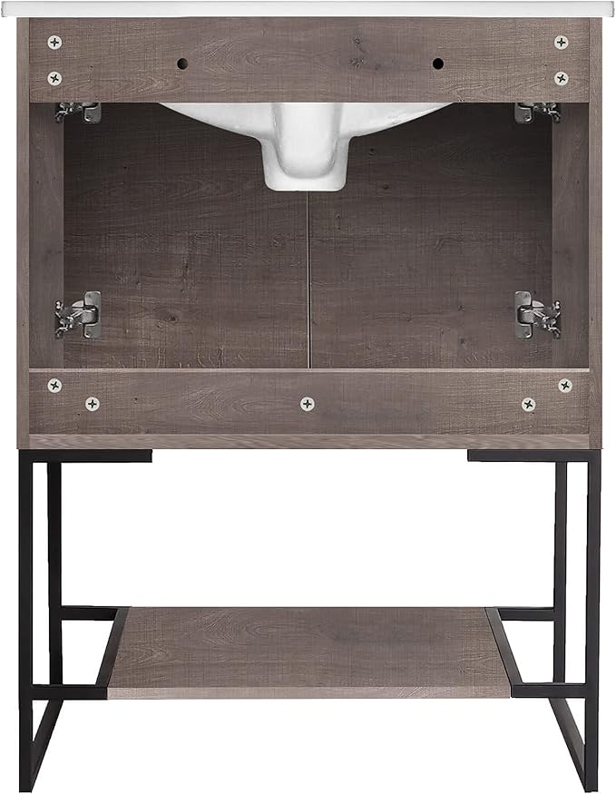 24 Inch Bathroom Vanity with Sink - Modern Knob Free Design, Elegant Space-Saving Solution for Your Bathroom - Durable, Bathroom Vanities for a Contemporary Look - Urbania Collection