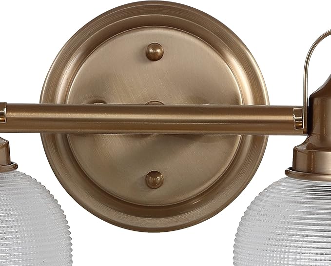 JONATHAN Y 17.25" Brass Gold Modern Bathroom Vanity Light, 2-Light LED Wall Sconce, Clear Glass Bell Shade for Mirror Hallway Kitchen, ETL Listed, LED Bulb Included (JYL7408B)