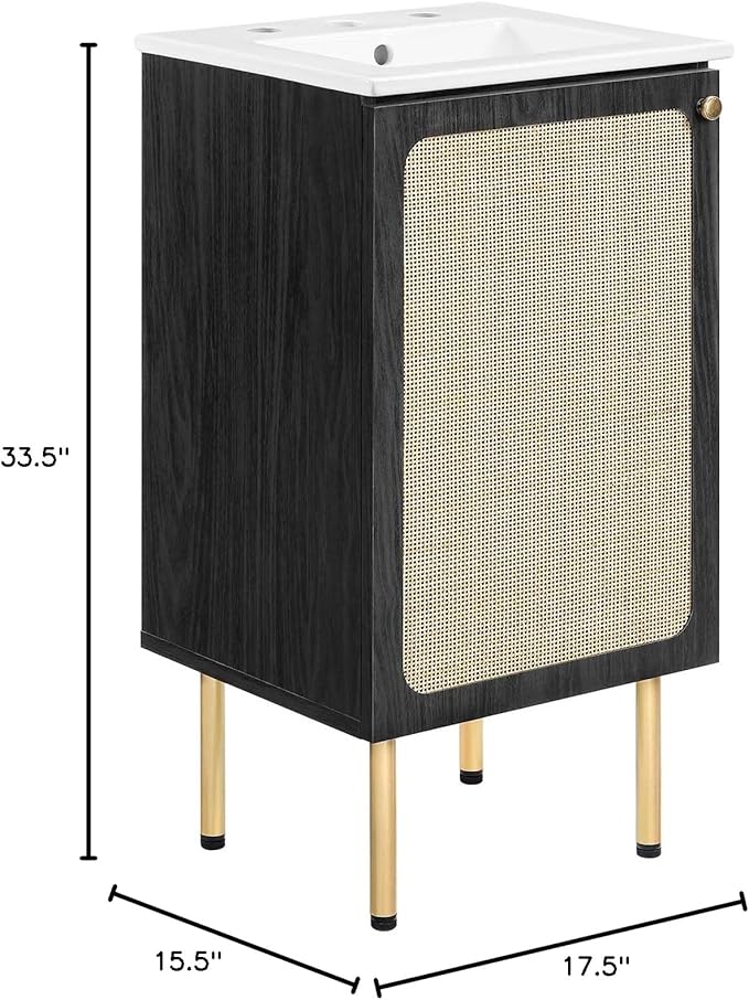 Modway EEI-6691-BLK-WHI Chaucer 18" Bathroom Vanity, Black White