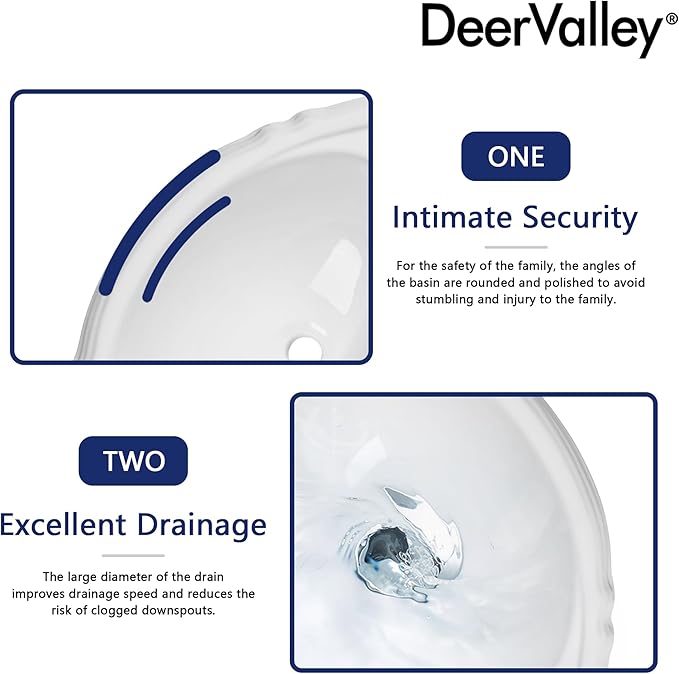 DeerValley White Triangle Corner Pedestal Sink with Overflow, Space-Saving Ceramic Bathroom Sink for Small Spaces and Corner Installation