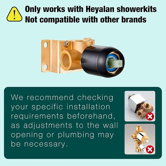 Heyalan 8 Inch Square Rain Shower Faucet Set with Valve, Oil Rubbed Bronze | Female-thread 1/2-inch NPT connections, SUS304 shower head, brass rough-in valve, single-handle control Shower Set
