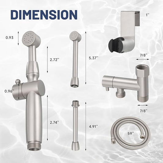 Brushed Nickel Handheld Bidet Sprayer Attachment for Toilet Brass Cloth Diaper Sprayer Bidets for Attachment Toilet with Adjustable Length Spray Heads