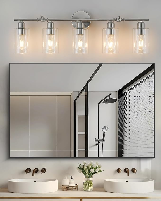 5-Light Bathroom Light Fixtures, Brushed Nickel Vanity Lights for Bathroom