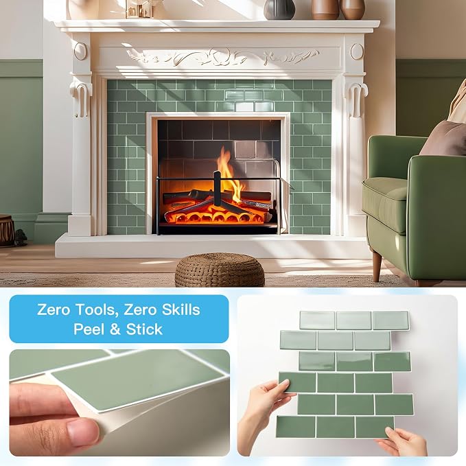 Art3d 10-Pack Subway Tiles Peel and Stick Backsplash, Teal, 12 x 12 Inch | Thickened Design, No Warping, Durable, Self-Adhesive, Sturdy, for Kitchen, Bedroom, Ideal for New Home Buyers, Future Movers