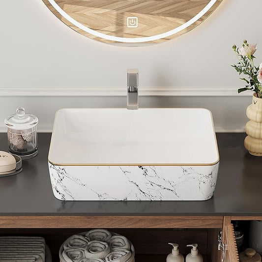 36" Modern Floating Bathroom Vanity with Single Sink - Wall Mounted Storage Bathroom Cabinet with Black Sintered Stone Countertop| Large Storage Space & Open Shelves, Dark Wood