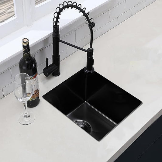 Hotis Gunmetal Black Undermount Bar Sink, Small Kitchen Sink, Black Bar Sink, Rv Otdoor Stainless Steel Wet Bar Prep Sink, 13 X 15 Inch Single Bowl