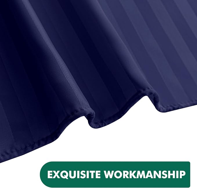 Fabric Shower Curtain Liner 72x72 Inch-Standard Size Cloth Shower Liners | Striped Navy Hotel Quality Water Resistant Shower Liners for Bathroom-Machine Washable Polyester Bath Curtain Apartment Home