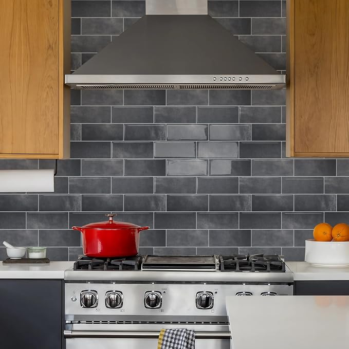 STICKGOO 10 Sheets Subway Tile Peel and Stick Backsplash, Extra Thick 3D Wall Tiles with Commercial-Grade Adhesive for Kitchen, Bathroom, Laundry Room,11.56"x8.38"(Metro Grigio)
