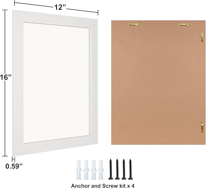 Ruomeng Wall Mirror Rectangle Decorative Mirror 12x16 Inch, White | Decorative Wall Mirror for Bedroom Bathroom Living Room Dressing Room Entryway Small