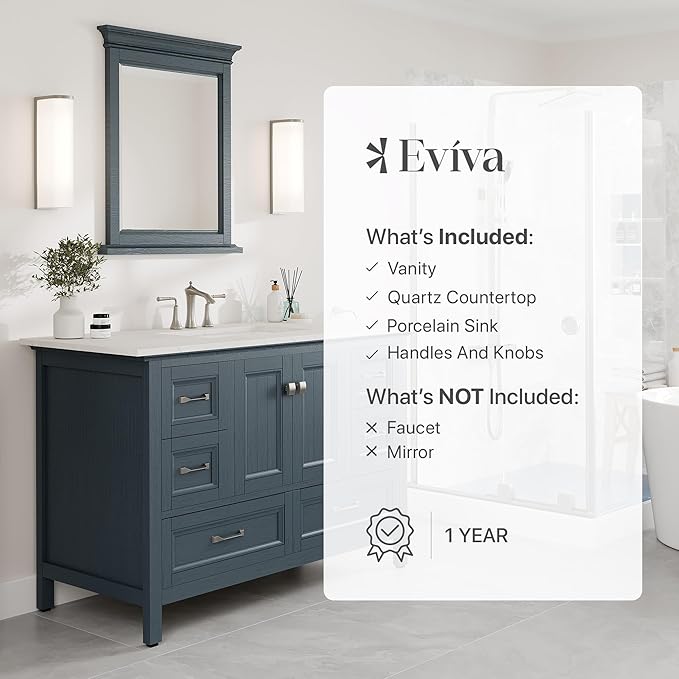 Eviva Britney 48 Inch Single Sink Transitional Ash Blue Bathroom Vanity