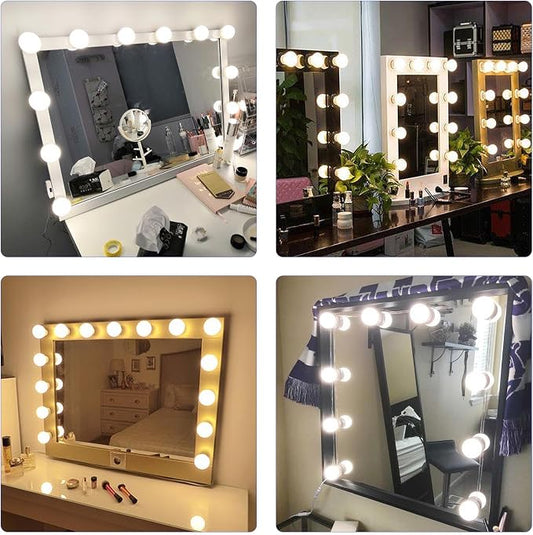 Makeup Vanity Lights for Mirror, Hollywood Style LED Vanity Mirror Lights with 14 dimmable Bulbs, USB Cable, White