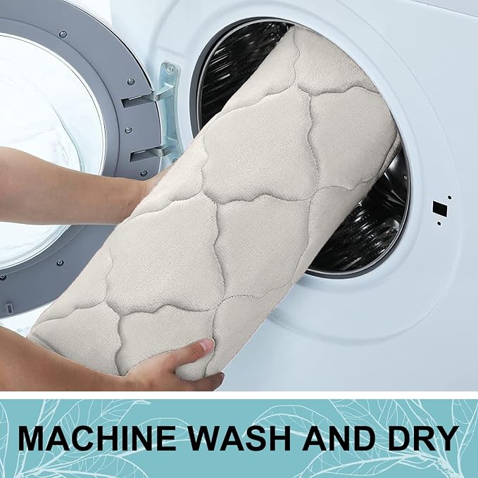 OLANLY Memory Foam Bath Mat Rug 30x20, Ultra Soft and Absorbent Bathroom Rugs, Non-Slip, Comfortable, Machine Washable Bath Carpet for Bathroom Floor, Tub, Shower and Home Decor Accessories, Cream