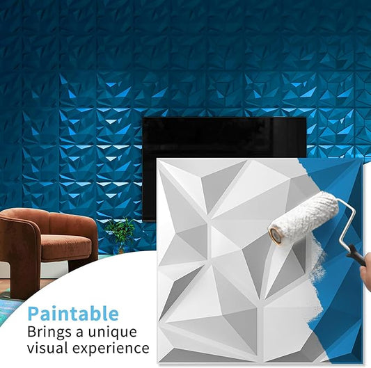 Art3d 100 Pack Decorative 3D Wall Panels, 97 Sq.Feet PVC Interior Wall DΓ©cor, 11.8"x11.8", White