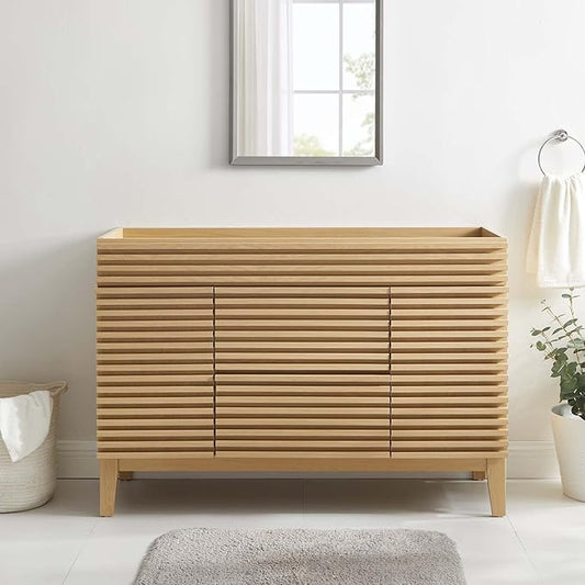 Modway Render 48" Single Sink Compatible (Not Included) Bathroom Vanity Cabinet in Oak