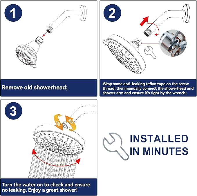 High Pressure Shower Head, HOPOPRO 5-Mode Fixed Showerhead, NBC Recommended | The Washington Post, NBC News, Today TV Show Recommended, Consumer Reports Tested High Flow Fixed Shower Head (6 Inch Chrome)
