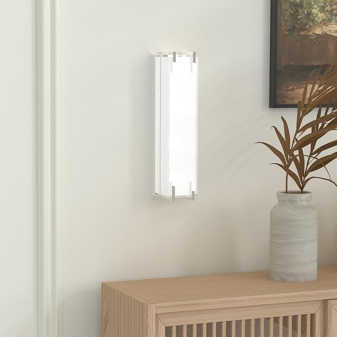 LED Bathroom Light Fixtures Over Mirror 16” Vanity Light with Milky White Lampshade 4000K Daylight Chrome Finishing Bath Bar (Chrome)