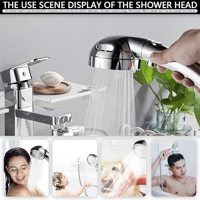 Handheld Shower Head(Without Hose and Bracket) - High Pressure Water Saving 360 Degree Rotating Adjustable Showerhead with ON/Off Switch and 3 Spray Settings RV Camper Bathroom Shower Sprayer
