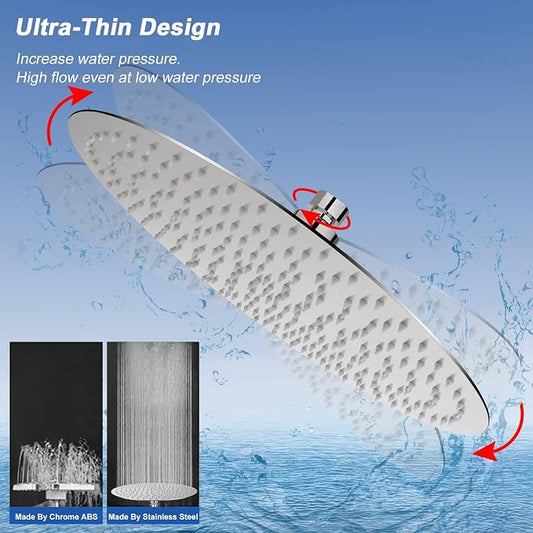 NearMoon Rain Shower Head, Ultra-Thin Design-Pressure Boosting, Awesome Some Experience, High Flow Stainless Steel Rainfall Head (16 Inch, Brushed Nickel)