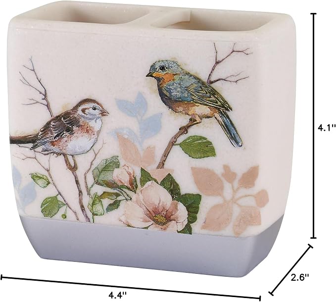 Avanti Linens - Toothbrush Holder, Countertop Accessories, Nature Inspired Bathroom Decor (Love Nest Collection)
