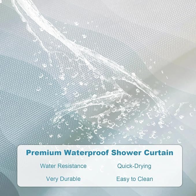 Modern Rustic Shower Curtain, Stripes Ocean Luxury Abstract Nautical Aesthetic Shower Curtains for Bathroom, Waterproof Bath Curtain with Hooks Machine Washable Bathtub Curtains 72x72 Inch Blue
