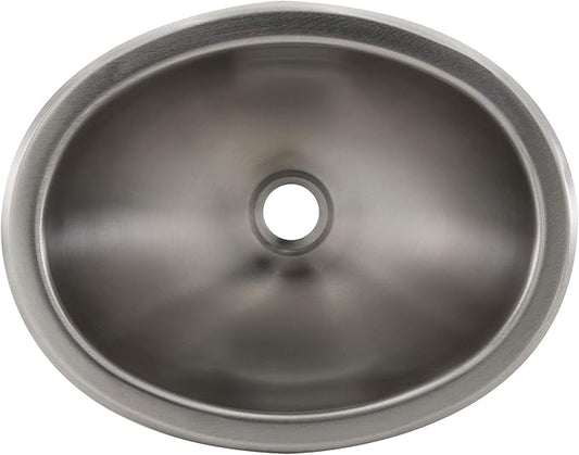 RecPro RV 10" x 13" Stainless Steel Oval Sink | Single Bowl | 1.5 Drain Hole (No Faucet)