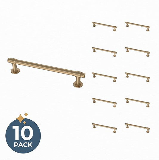 Franklin Brass (10-Pack) β Champagne Bronze Cabinet Handles, 5-1/16 Inch Hole Center, Casual Pulls for Drawers, Kitchen Cabinet Door, Dressers | Francisco