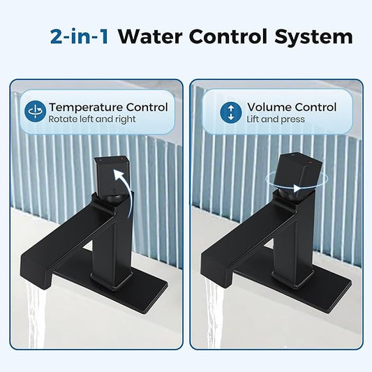 Single Handle Bathroom Faucet for 1 or 3 Hole,7.5'' Matte Black Vanity Single Handle Faucet with Solid Brass Body,Easy Install for Bathroom,Vanity