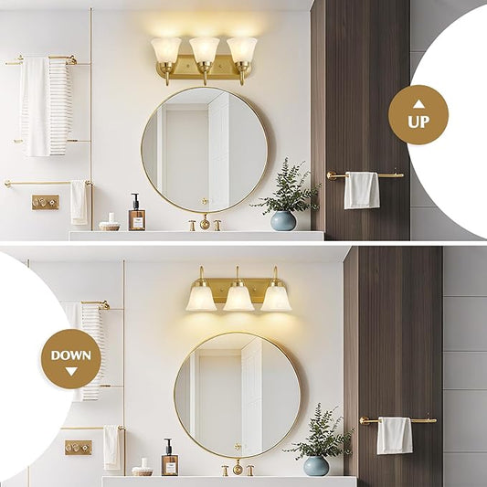 Bathroom Light Fixtures Over Mirror - 3 Light Bathroom Vintage Lighting Fixtures Wall Lamp Easy Install Vanity Lights Not Included Bulb Apply for Mirror Living Room Cabinet Bedroom