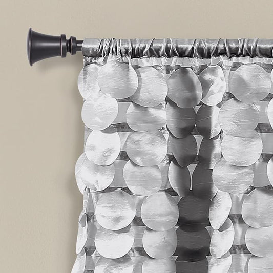 Lush Decor Gigi Valance Curtain Single 50" W x 14" L Light Gray - Silver Valances for Windows - Vintage Kitchen Curtains - Glam Decor - Bathroom Valance