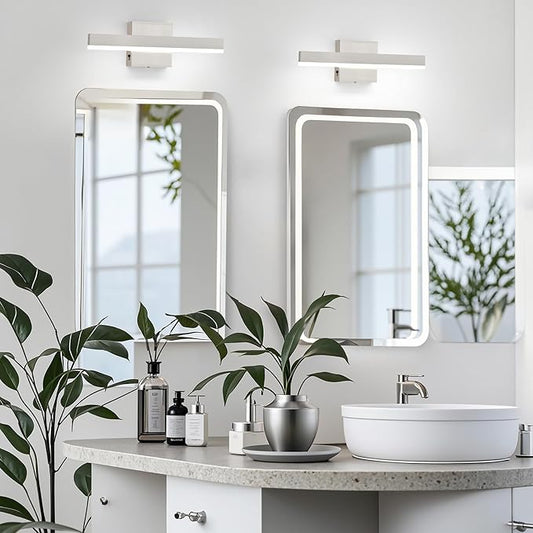 Nickel Bathroom Vanity Light 15.75 inch, 14W Dimmable 5CCT LED Bathroom Light Fixture Over Mirror Restroom Hardwired-ETL Certificated