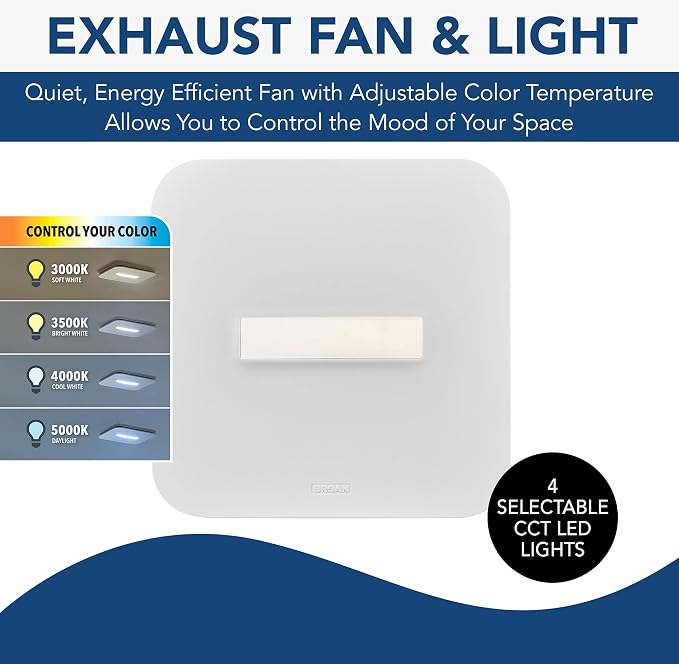 Broan-NuTone 110 CFM Bluetooth Speaker Bath Fan and 80 CFM CleanCover Bath Fan with Selectable CCT LED Light