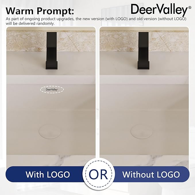 DeerValley DV-1U202 Ursa Bathroom Vessel Sink Rectangular Under-mount White Porcelain Ceramic Bathroom Sink with Overflow