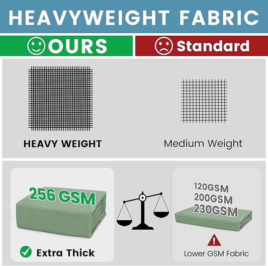 EUTXL Heavyweight No Hook Shower Curtain with Liner, Sage Green,71x86 | Snap in Liner, 256GSM Thick Waffle Fabric, Hotel Luxury Spa, Corner Magnets, Quick Dry, Waterproof & Washable, Extra Long