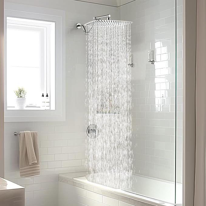 G-Promise 14 Inch All Metal Rain Shower Head with Extension Arm | Built to Last, Rust Resistant, Easy to Install, Adjustable, Full Body Coverage Large Rainfall Shower Head, Daily SPA