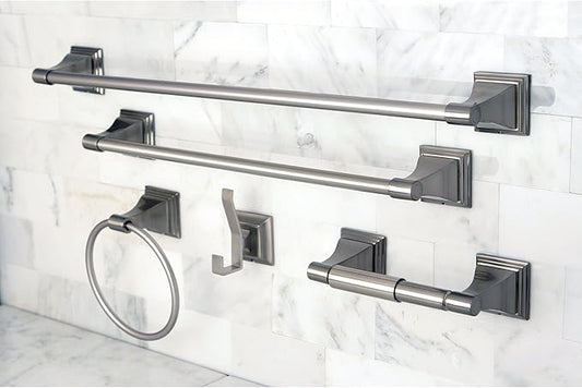 Kingston Brass BAHK61212478SN Monarch 5-Piece 18-Inch and 24-Inch Towel Bars Bathroom Accessory Set in Brushed Nickel