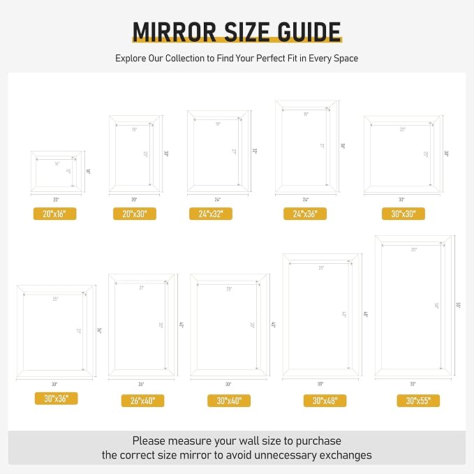 CULER White Wall Mirror for Bathroom,Rectangle 55 x 30 inch Hanging Vanity | Dressing Mirrors for Living Room,Bedroom,Entryway