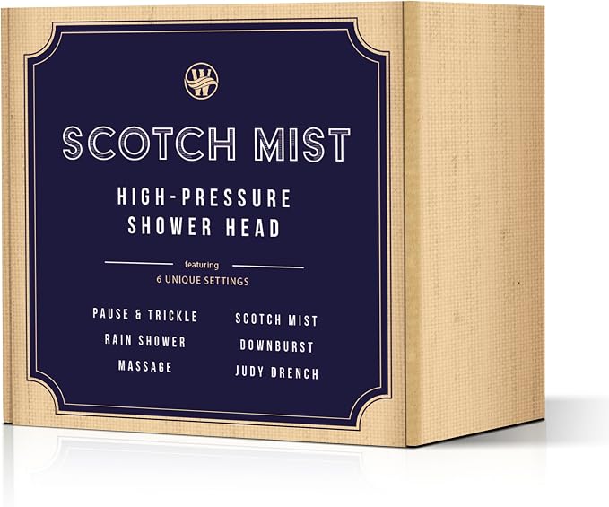 6-Inch Chrome Shower Head with 6 Settings, High Pressure Showerhead for Low Flow, Enjoy a Relaxing High Pressure Shower, Perfect Replacement for Any Bathroom - Winthorpe Scotch Mist