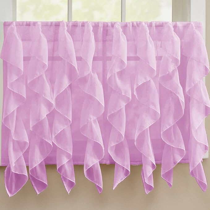 Sweet Home Collection Kitchen Window Tier, Swag, or Valance Curtain Treatment in Stylish and Unique Patterns and Designs for All Home Décor 36", Sheer Lavender