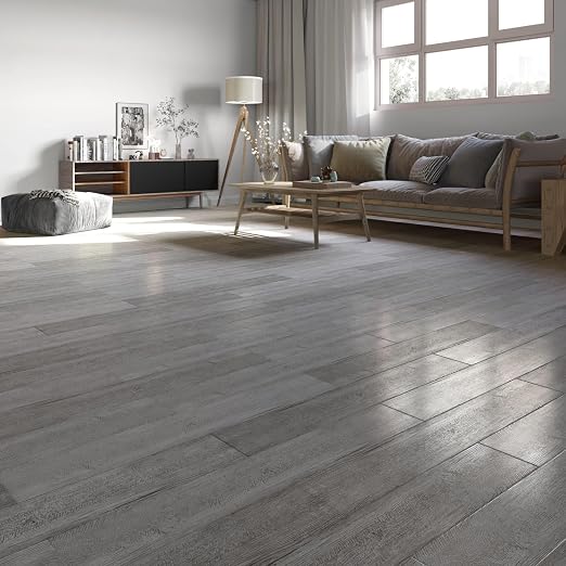 VallisCo Peel and Stick Vinyl Flooring 36 Pack 54 Sq.Ft, Waterproof Vinyl Flooring Peel and Stick for Office, Living Room, Bathroom, Kitchen - Unique Design Easy to Install Floor, Dark Gray